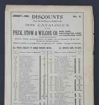 1904 antique PECK STOW WILCOX HARDWARE CATALOG SUPPLEMENT discounts #8 1898 - $34.60