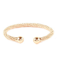Twisted Cable Braided Open Bangle Bracelet Gold - £12.62 GBP