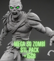 3D Mega Zombie Stl Pack,Skeleton Warrior Stl File Models For 3D Print,Zo... - £7.86 GBP