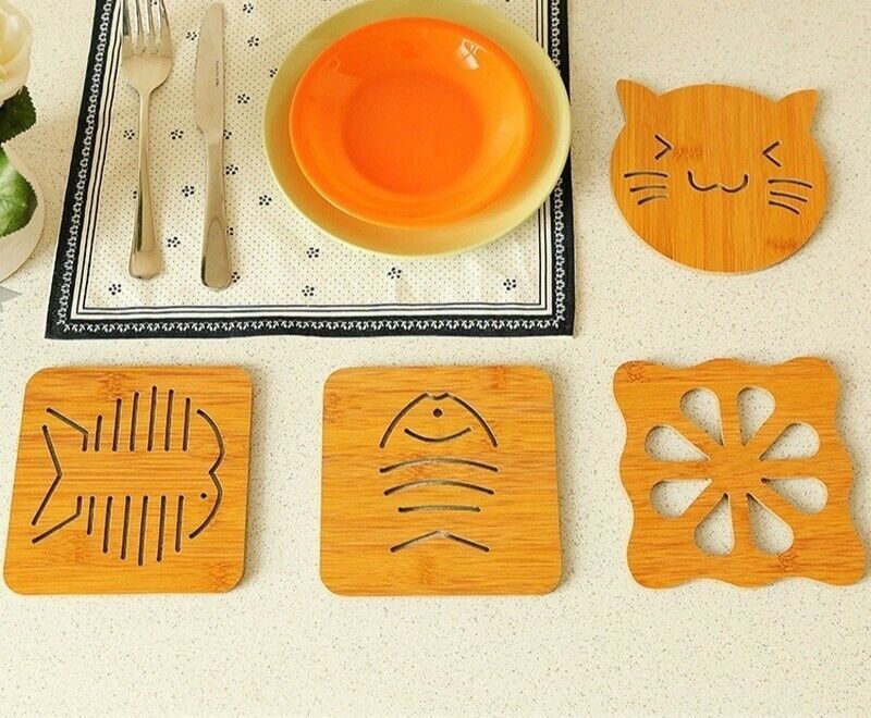 Bamboo Wood Placemat Heat Insulation Strong Square Wooden Table Heavy-du... - $2.90