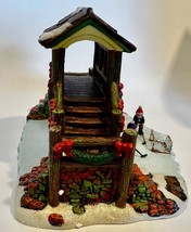 Lemax Enchanted Forest 2002 VILLAGE COVERED BRIDGE WITH HOCKEY POND Acce... - £17.53 GBP