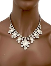 Classy Elegant Clear Acrylic Crystal Bridal Evening Necklace Costume Jewelry - £13.61 GBP