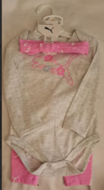 Puma Infant 3 Piece Set Grey Long Sleeve Shirt &amp; Pink leggings - Size 12... - $12.99