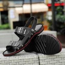 Men Sandals Leather Summer Men&#39;s Shoes Casual Comfortable Barefoot Beach Slipper - £40.46 GBP