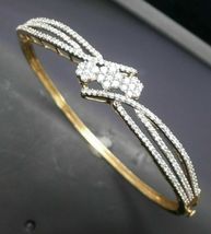 5.34CT Round Cut Diamond 14K White Gold Over Women&#39;s Party Wear Bangle Bracelet - £138.78 GBP