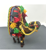Leather Wrapped Camel Figurine Statue Handmade Ornate Pack Saddle Carava... - $532.30 MXN