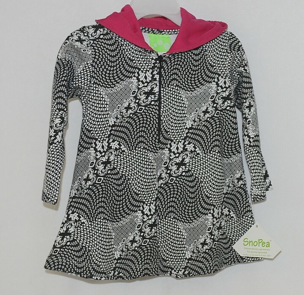 Primary image for Snopea Childrens Geometric Design Black White Hot Pink Pullover Hooded Tunic 18M
