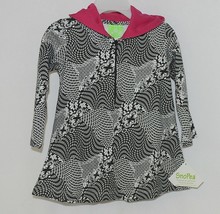 Snopea Childrens Geometric Design Black White Hot Pink Pullover Hooded Tunic 18M - £13.42 GBP