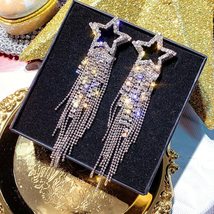 FYUAN Fashion Long Tassel Crystal Earrings for Women 2021 Bijoux  Shiny Gold Col - £7.24 GBP