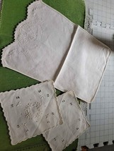 Vintage Embroidered &amp; Cutwork Doilies Set Of 3 #9m - £9.55 GBP