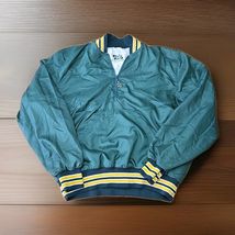 West Wind Vtg Quarter Zip Jacket Mens XL Green Yellow Union USA Satin Pu... - $29.70