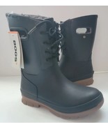 Bogs Amanda Faux Shearling Lined Rubber Lace Up Boots Black Women&#39;s Sz 6... - $1,469.06 MXN