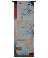 59x20 BLUE BREEZE Bamboo Iris Tropical Floral Asian Tapestry Wall Hanging - $138.60