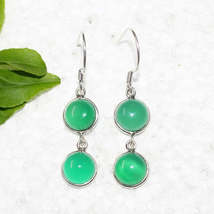 Natural GREEN ONYX Gemstone Earrings, Birthstone Earrings, 925 Sterling Silver E - £23.98 GBP