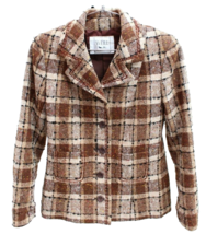 VTG Weill Paris Blazer Jacket Brown Tweed Plaid Wool Blend Fitted Coat S... - $107.91