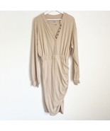 NWT Chaser Venus Triblend Midi Dress Waist &amp; Side Shirring Oatmeal Beige S - $41.13 CAD