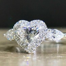 Heart Shape 2.75Ct White Diamond Engagement Ring 14k White Gold Finish in Size 8 - £111.72 GBP