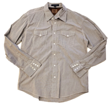 Tommy Hilfiger Pearl Snap Western Shirt Plaid Long Sleeve Button Up Brow... - £19.37 GBP