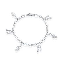 Sterling Silver Musical Notes Charm Bracelet - £63.10 GBP