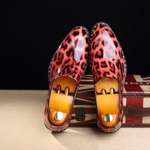 Spring Autumn Men Loafers Elegant Fashion Leopard leather Shoes - £56.12 GBP