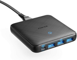 USB C Fast Charger, Anker 65W 4 Port PIQ 3.0 &amp; GaN Fast Charger Adapter, PowerPo - £51.94 GBP