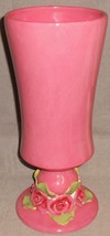 Extra Large Brenda Holzke For Magenta Tall Vase w/APPLIED Flowers - £31.54 GBP