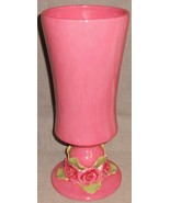 Extra Large BRENDA HOLZKE for MAGENTA Tall Vase w/APPLIED FLOWERS - €34,14 EUR