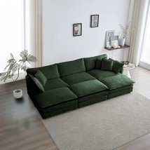 Deep Seat Modular Sectional Sofa, 6 Seater U Shape Couch w/ Ottomans - $826.99