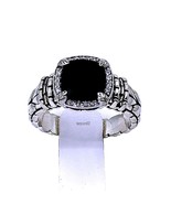 John Hardy JAI Black Spinel+Diamond 2.06ct CushionCut Sterling Silver Ri... - £191.43 GBP