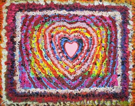 Painting Original Heart Tapestry Signed Art Love Hearts Mosaic Patterns Abstract - £14.72 GBP