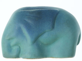 Van Briggle Elephant Paperweight in Blue Matte - $133.65