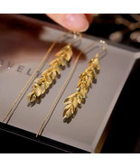 Dainty Gold Leaves Tassel Earrings, Silver - £7.45 GBP