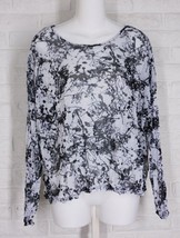 CHARLIE B Cropped Mesh Topper Layering White Black Splatter Print NWT Me... - £53.51 GBP