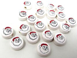 20 Santa Ceramic Beads Disc Peru Small Horizontal Hole Christmas US Sell... - $12.86