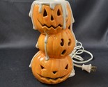 3 Pumpkin Tower Jack-o-Lantern Stack Light Up Lamp Halloween Decor Works... - $19.79