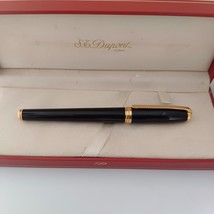 ST DuPont Olympio Fountain pen Gold Plated &amp; Black Lacquer - $388.54