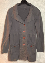 prAna Pea Coat Women&#39;s Mariska Fleece Long Jacket 100% Cotton Size Large - £27.55 GBP