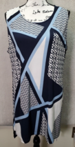 Alfani Sun Dress Women&#39;s XL Blue Geometric Polyester Sleeveless Round Ne... - £14.48 GBP