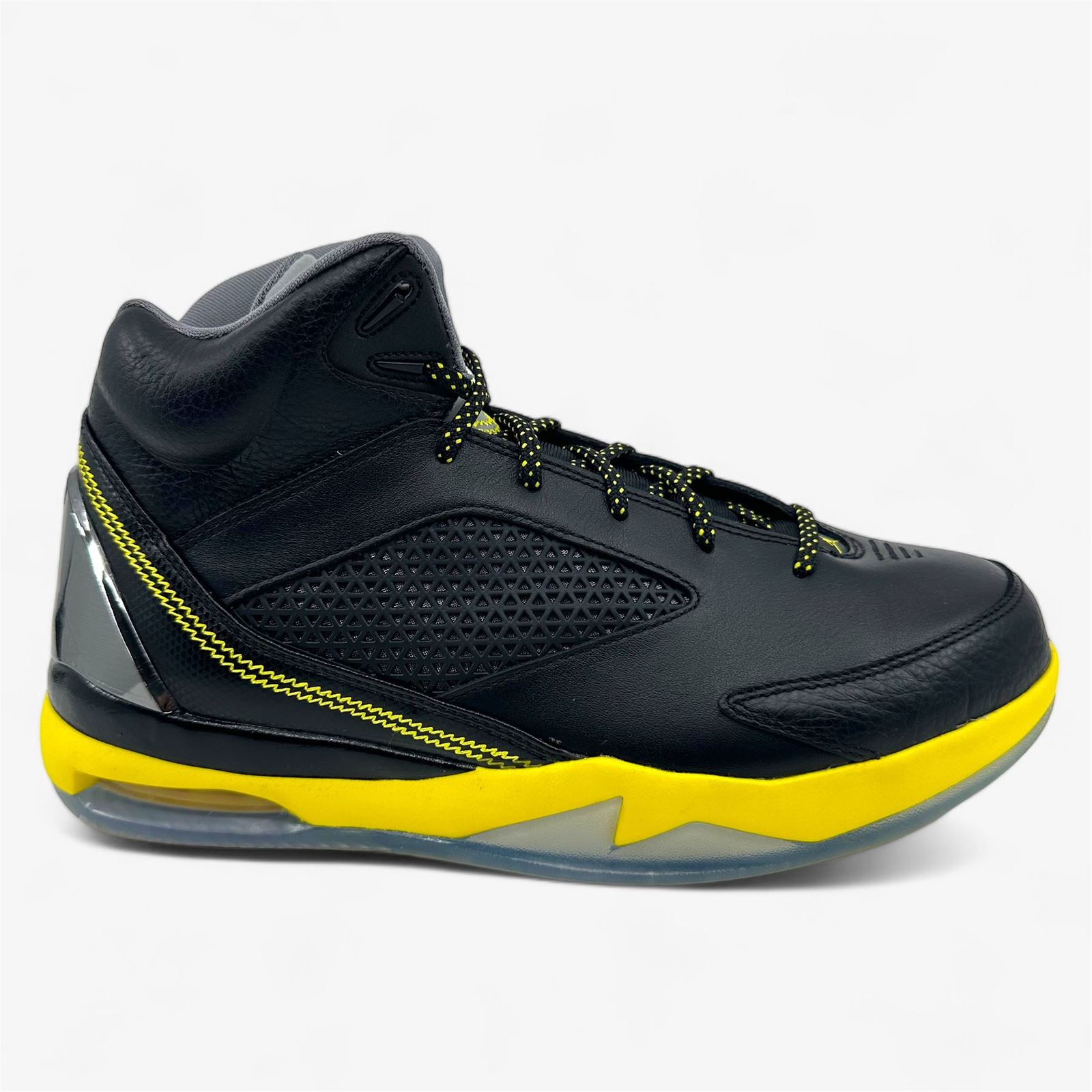 Jordan Flight Remix Black Vibrant Yellow Cool Grey Mens Athletic Sneaker