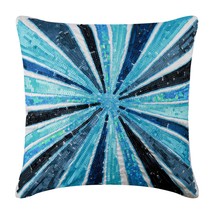 Blue Aqua Sequins Pinwheel 16&quot;x16&quot; Silk Throw Pillows Cover, Aqua Illusion - £28.10 GBP+