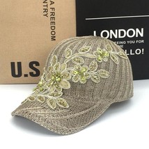 Women&#39;s Hat Knitted Peaked Cap Mesh Cap Rhinestone Lace Flower Sun Protection Su - £17.30 GBP