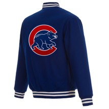 MLB Chicago Cubs  JH Design Wool Reversible Jacket Royal Blue Embroidered Logos - £141.53 GBP