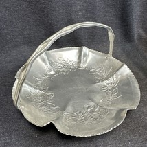 Hand Wrought Hammered Aluminum Floral Basket Serving Dish - $12.86