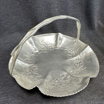 Hand Wrought Hammered Aluminum Floral Basket Serving Dish - £10.07 GBP