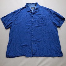 Nat Nast Mens Button Down Shirt Size XL Silk Blend Geometric Short Sleeve Blue - £20.64 GBP