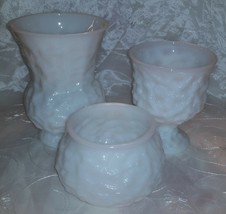 Vtg E.O. Brody White Milk Glass Vase /Compote Bowl/ Planter Crinkled Tex... - £9.55 GBP