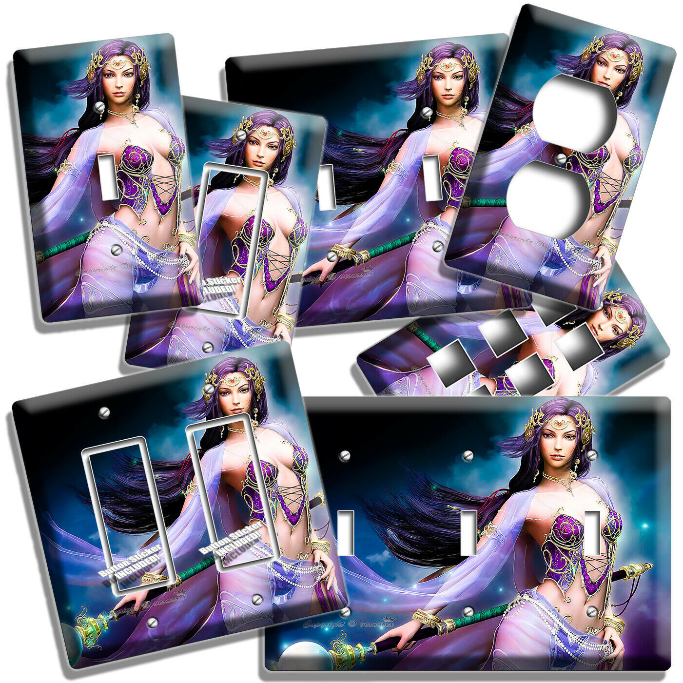 BEAUTIFUL SEXY FAIRY GIRL POWER WAND LIGHT SWITCH OUTLET WALL PLATES ROOM DECOR