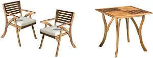 Christopher Knight Home Hermosa 2-Piece Outdoor Acacia Wood Patio Furnit... - £472.53 GBP