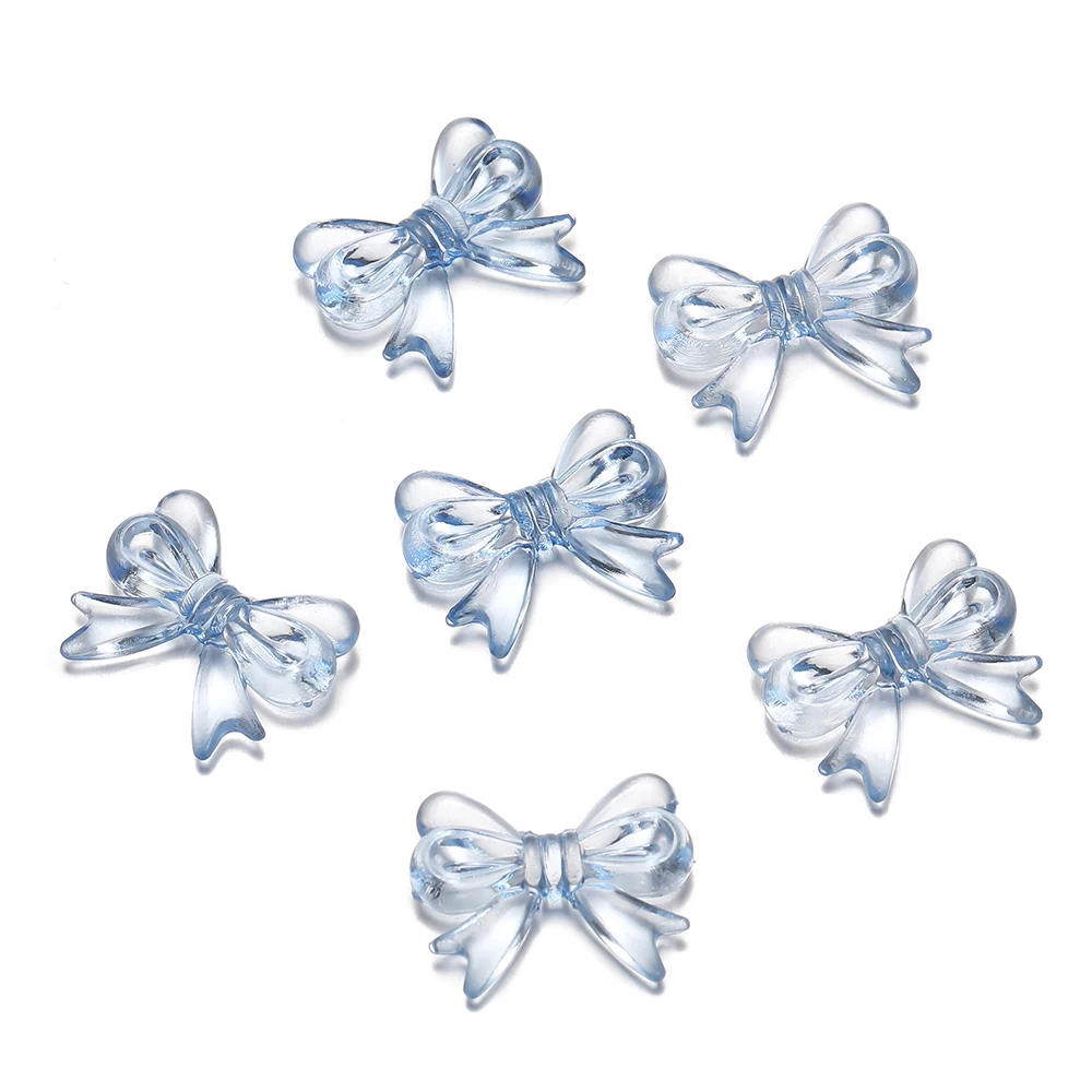 30Pcs/Lot 14x18mm Bowknot Transparent Bow Spacer Beads Earrings -Clear blue - $1.72