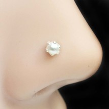 Small Indian 925 Sterling Silver Pearl Nose ring Push Pin - £10.73 GBP